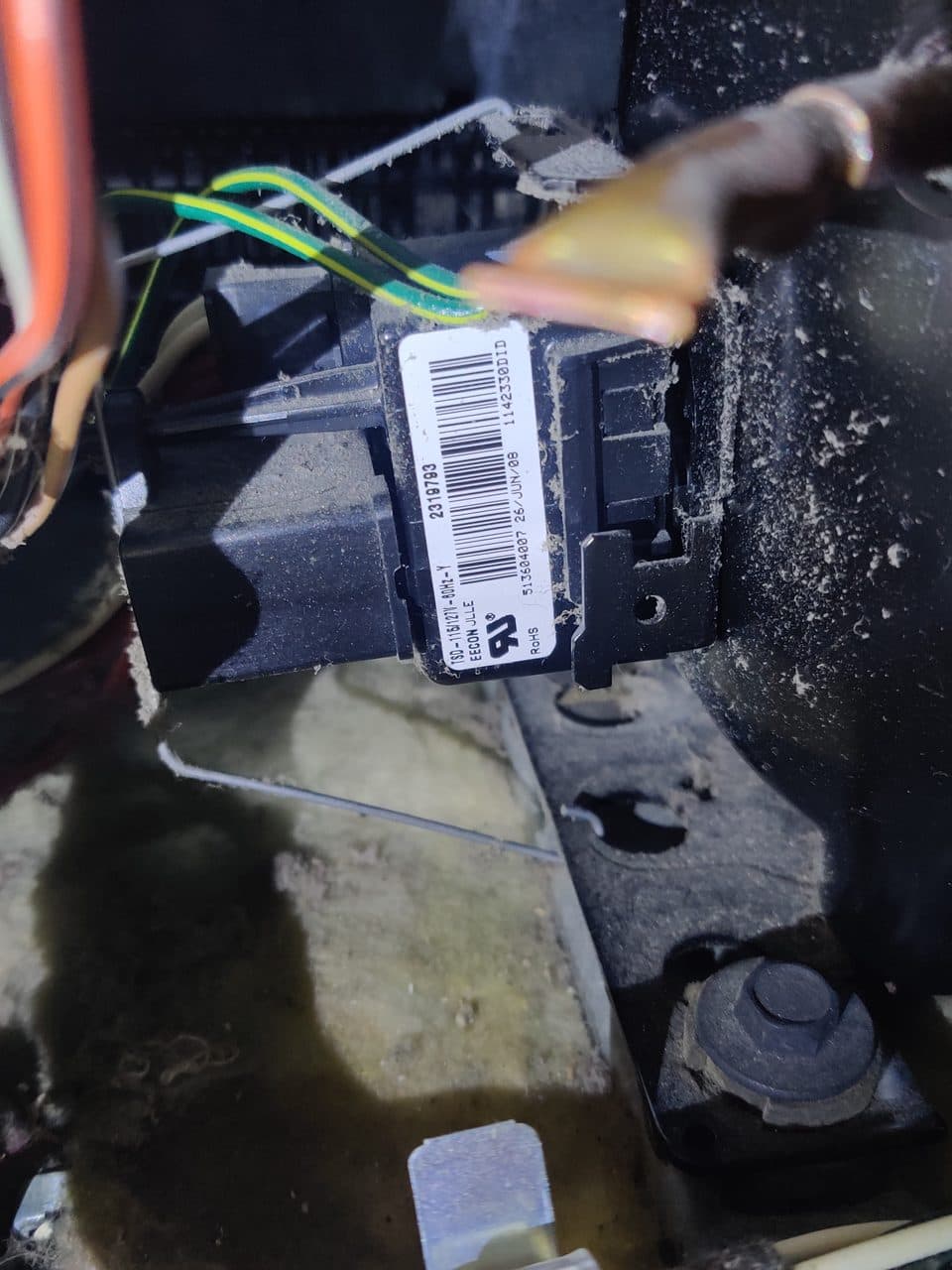 Compressor compartment during diagnosis: Whirlpool refrigerator, model GS6NHAXVK00 (refrigerator repair in Hialeah, FL, July 2026)