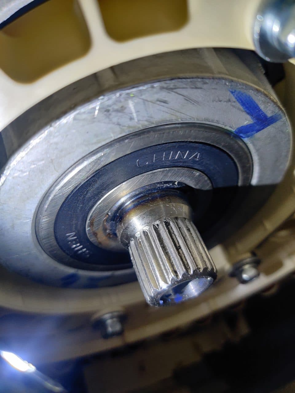 Washer drum shaft and bearing: Samsung washer, model WV60M9900AV (washer repair in Miami Gardens, FL, July 2026)