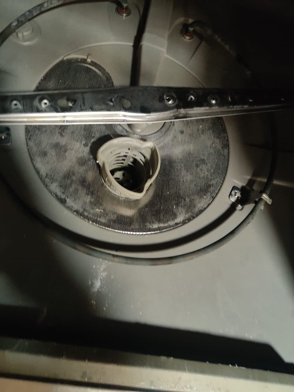 Clogged dishwasher filter and drain sump: Samsung dishwasher, model DW80R2031US (dishwasher repair in Palmetto Bay, FL, July 2026)